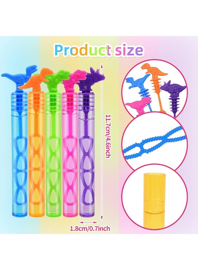 Paezm 48 Pack Bubbles for Kids Party Favors - 5 Colors Mini Dinosaur Quad-Hole Bubble Wand Bulk with Bubbles Refill Solution Toys for Kids Carnival Fiesta Easter Basket Goodies Bag Stuffers Birthday Gifts - Image 5