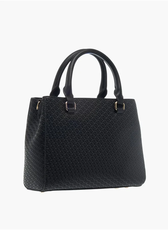 سيليست Womens Monogram Embossed Tote Bag With Detachable Strap And Zip Closure