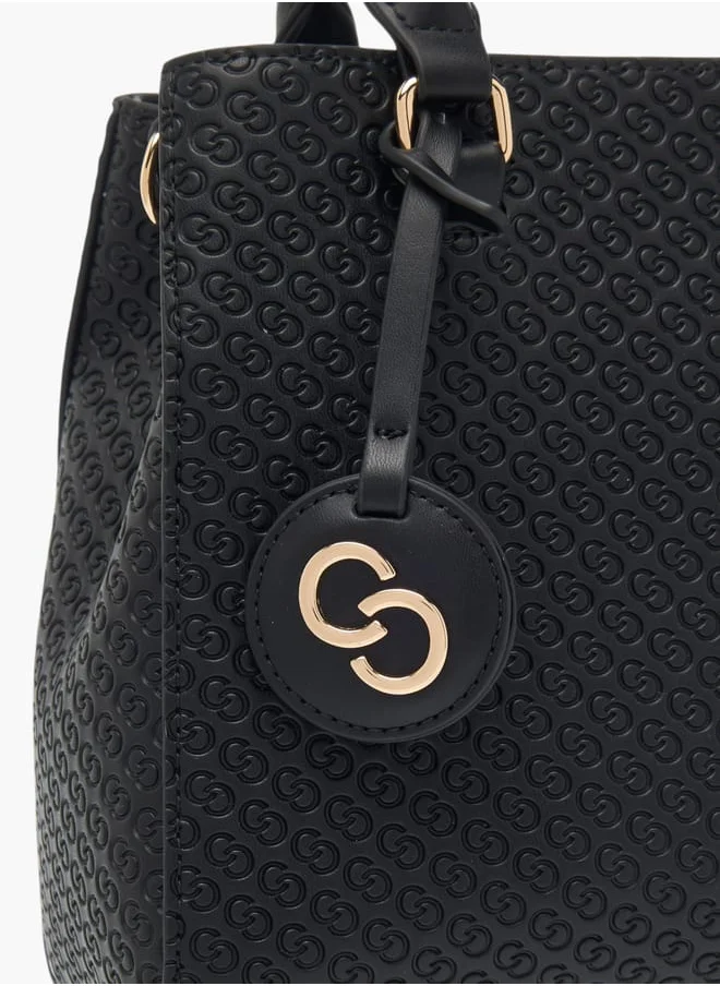 سيليست Womens Monogram Embossed Tote Bag With Detachable Strap And Zip Closure