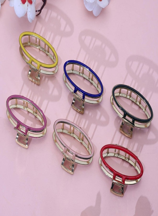 Cart Log Crown Clutcher Claw Clips| Colorful Metal Hair Accessories| Metal trendy hair clips| Pack of 12 Medium Size - Image 3