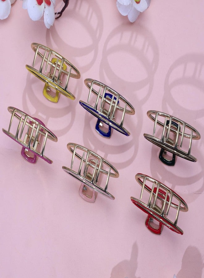 Cart Log Crown Clutcher Claw Clips| Colorful Metal Hair Accessories| Metal trendy hair clips| Pack of 12 Medium Size - Image 4