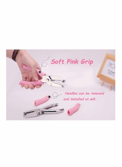 Y&D Olefu Paper Punch Puncher for Circle Shaped Hole Small Mini Tiny with Pink Soft Handheld Grip Diy Craft Tags Clothing Ticket Scrapbook Tool, Portable (Circle 1/4 Inch)  - Image 3