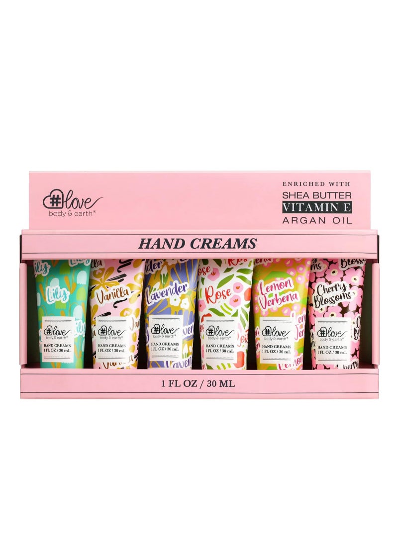 BODY & EARTH Hand Cream Gift Set, Hand Lotion Set for Dry Hands, Travel Moisturizing Hand Lotion with Vitamin E, Hand Cream Gift Set for Women  Birthday . Pack of 6,1.0 oz Tube  - Image 1