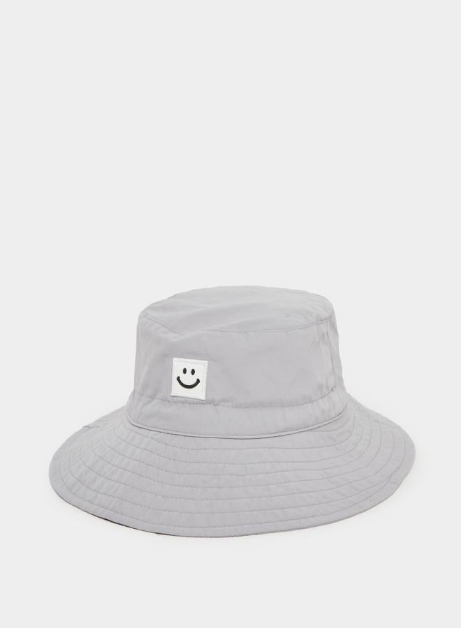 Styli Styli Solid Bucket Hat with Badge Details  - Image 1
