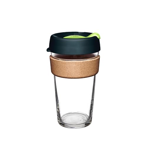 KeepCup Brew Cork  Reusable Coffee Cup Tempered Glass and Natural Cork L 16oz454ml  Deep