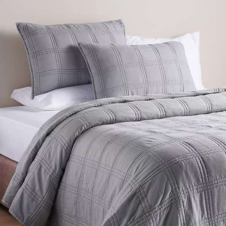 Pan Home طقم أغطية سرير رمادي مكون من 3 قطع بحجم كينغ - Image 2