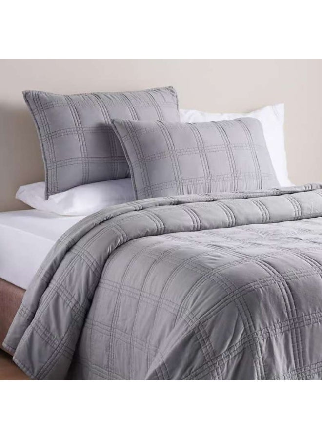 Pan Home Grey 3-Piece Bedspread Set for King Size - Image 2