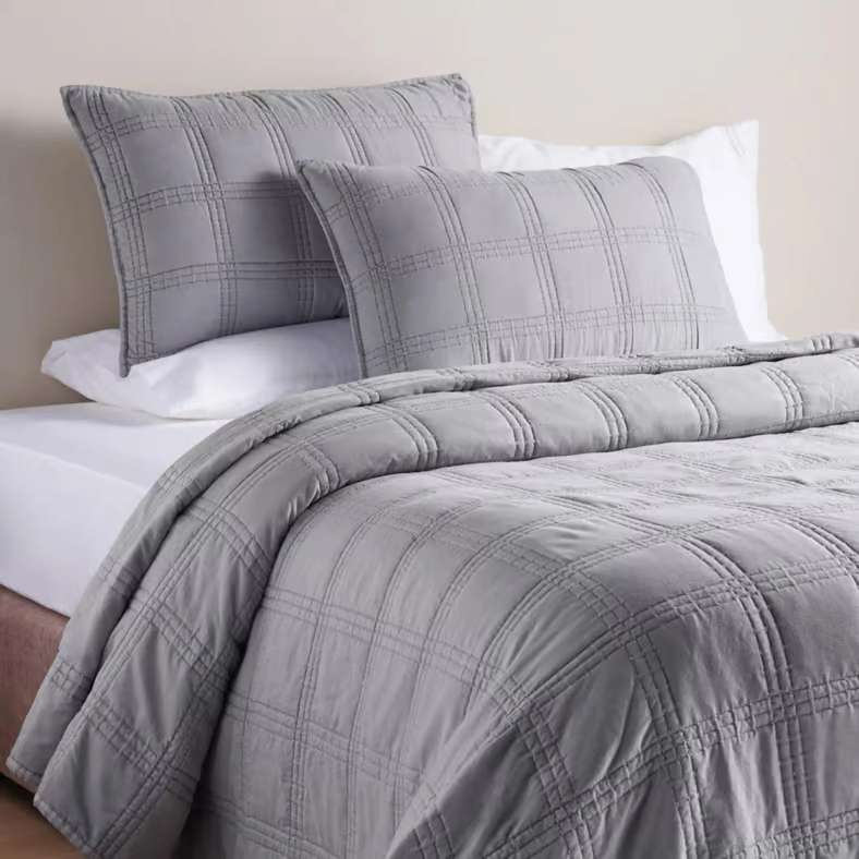 Pan Home طقم أغطية سرير رمادي مكون من 3 قطع بحجم كينغ - Image 1