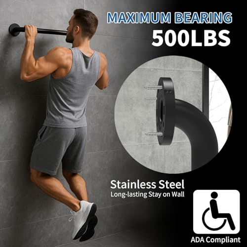 Raemnaky Safety Shower Grab Bars for Seniors Stainless Steel Anti Slip Shower Handle ADA Compliant Hand Rails Holds up to 500 LBS Grab Bars for Elderly for Wall Black 24 Inches - Image 3