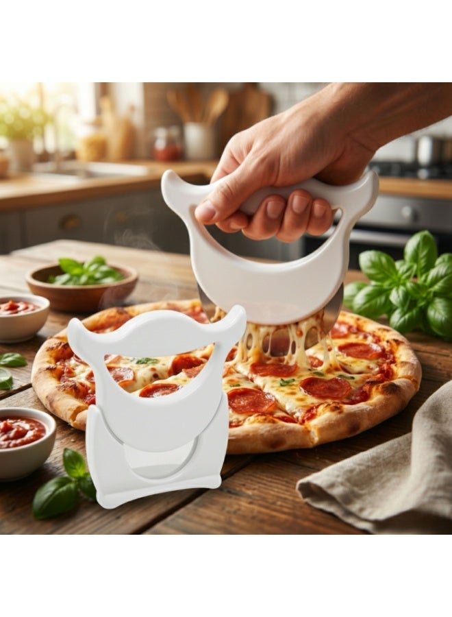 Bosfor Dough & Pizza Professional Cutter with a Comfortable Handle, Stainless Steel Blade, and Protective Plastic Base. - Image 1