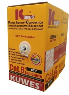 KUWES 100 Meter CAT6 CAT5E Bulk cable, 24 AWG Communication Networking - (UTP) Unshielded-Twisted-Pair Cat 6 Network - 100 Meter Roll-full copper cable Made In Taiwan