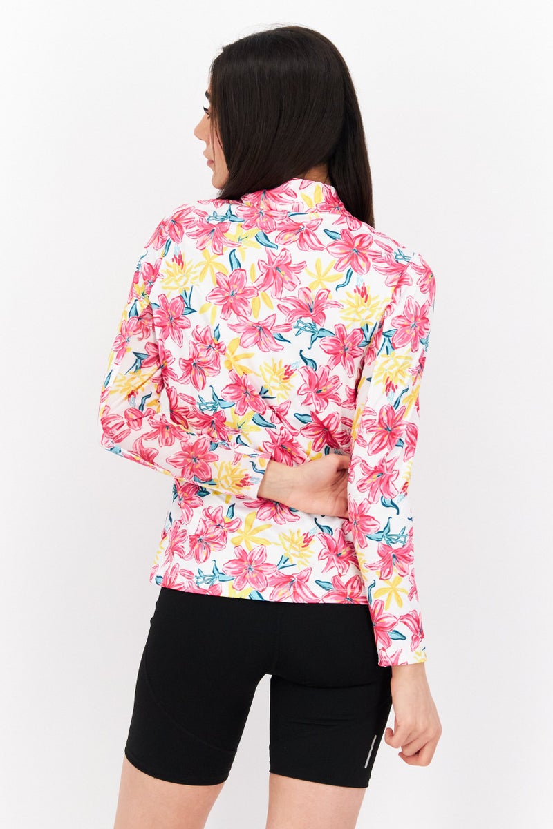 X by Gottex Women Sportswear Fit Long Sleeve Training Top, White Combo - Image 4