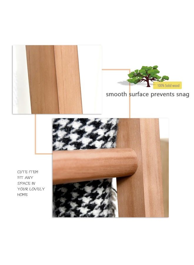FUIN 6ft Wooden Natural Blanket Ladder Living Room Decorative Wall Leaning Farmhouse Quilt Display Holder Rustic Wood Towel Rack for Bathroom - Image 4