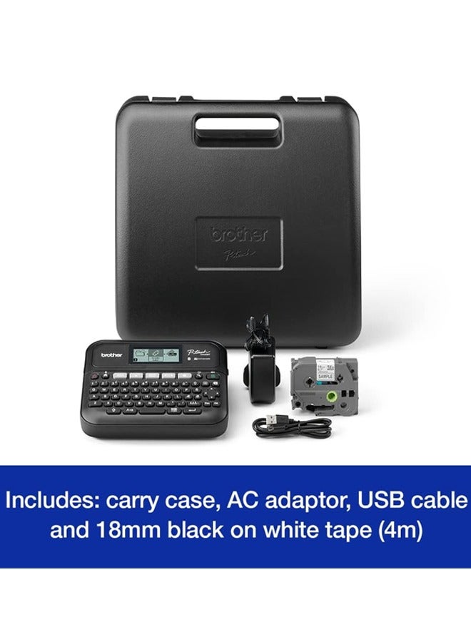 بروذر طابعة ملصقات Brother PT-D460BT للمكتب المنزلي بعرض من 3.5 إلى 18 مم شريط TZE مع واجهة بلوتوث - Image 3