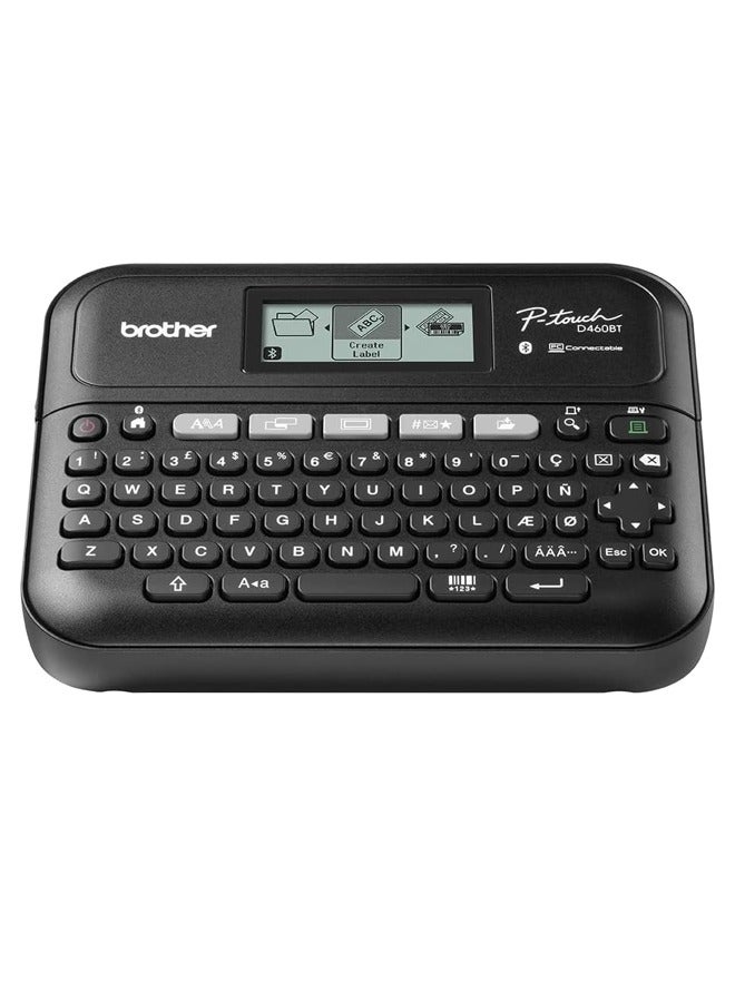بروذر طابعة ملصقات Brother PT-D460BT للمكتب المنزلي بعرض من 3.5 إلى 18 مم شريط TZE مع واجهة بلوتوث - Image 1