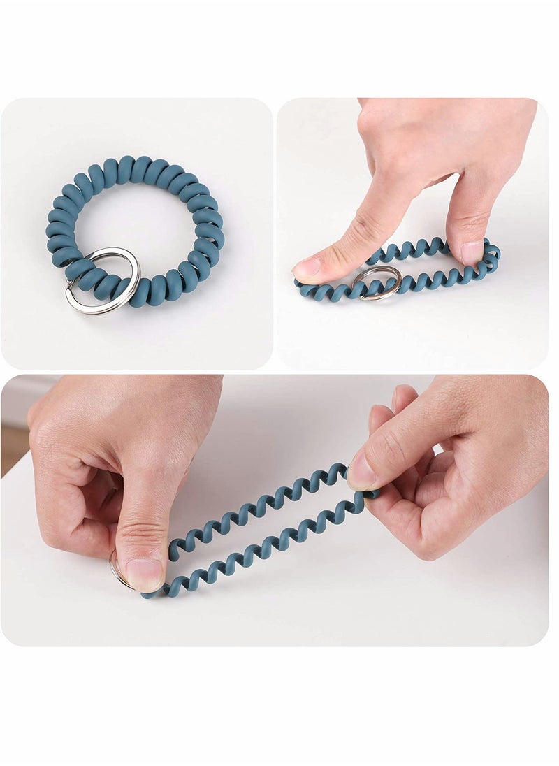 SYOSI - Stretchable Wristband Wristlet Keychain Wrist Key Chain Wristlet 6PCS Spring Flexible Spiral Wrist Coil ​Wrist band Bracelet Key Holder Key Ring for Sauna Gym Pool ID Badge and Outdoor Sports - Image 1