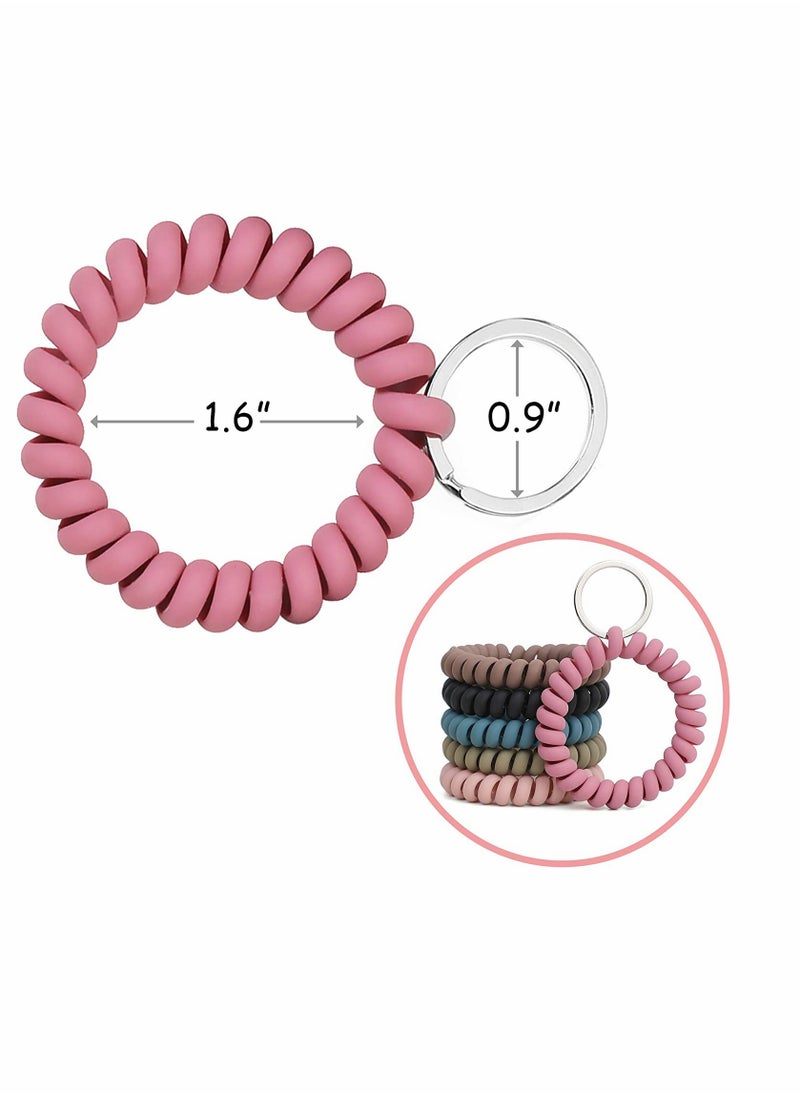 SYOSI - Stretchable Wristband Wristlet Keychain Wrist Key Chain Wristlet 6PCS Spring Flexible Spiral Wrist Coil ​Wrist band Bracelet Key Holder Key Ring for Sauna Gym Pool ID Badge and Outdoor Sports - Image 1