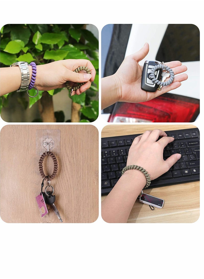 SYOSI - Stretchable Wristband Wristlet Keychain Wrist Key Chain Wristlet 6PCS Spring Flexible Spiral Wrist Coil ​Wrist band Bracelet Key Holder Key Ring for Sauna Gym Pool ID Badge and Outdoor Sports - Image 1