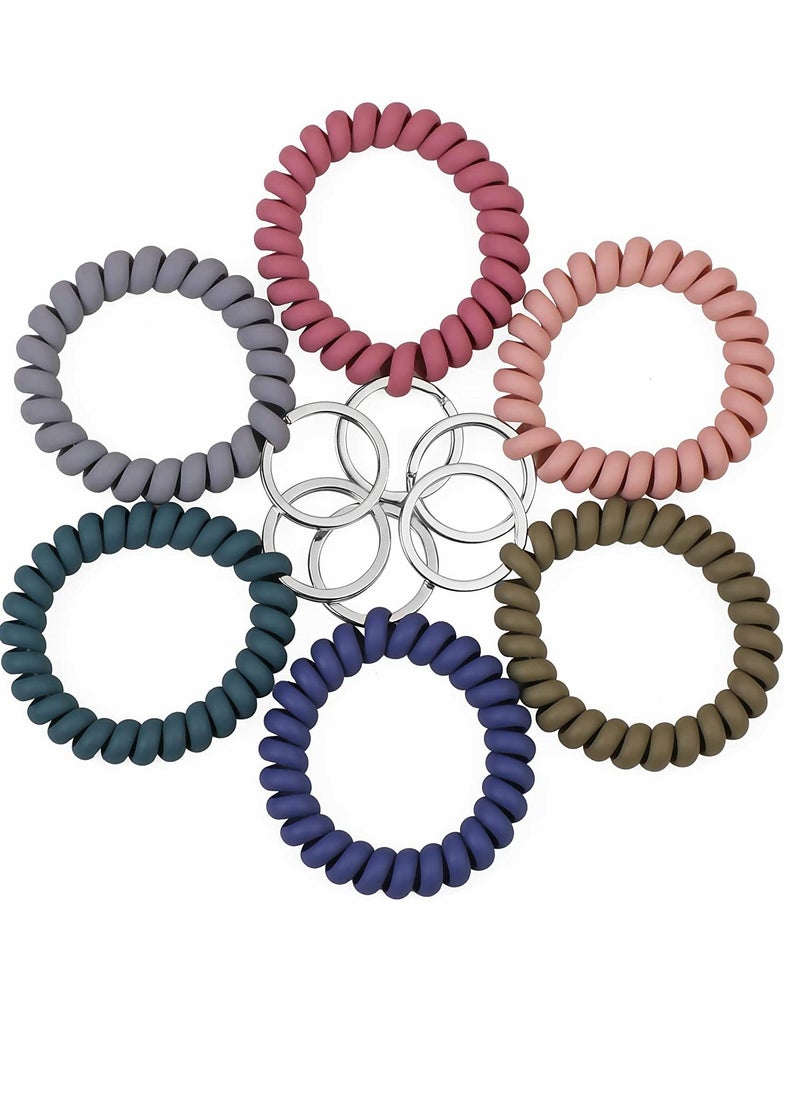 SYOSI - Stretchable Wristband Wristlet Keychain Wrist Key Chain Wristlet 6PCS Spring Flexible Spiral Wrist Coil ​Wrist band Bracelet Key Holder Key Ring for Sauna Gym Pool ID Badge and Outdoor Sports - Image 1