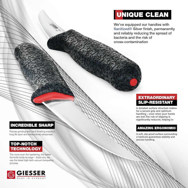 Prime Selection Giesser since 1776, Made in Germay, Boning knife flexible curved blade 5 inch, Ultra Slip Resistant Handle material, Dishwashersafe, rustfree, Butcher Knife for filleting - Image 4