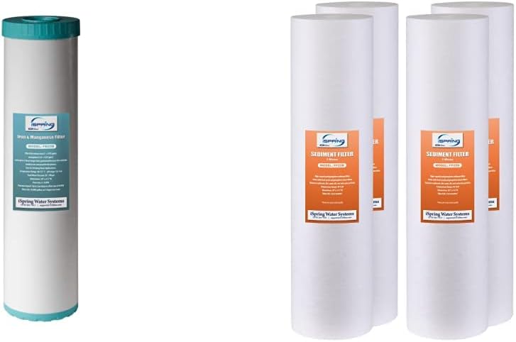 iSpring iSpring Whole House Water Filter Cartridge Iron  Manganese Reducing Water Filter Whole House 45 x 20  High Capacity 20x45 Water Replacement Cartridge Fine Sediment Filter 4 pieces5 microns  - Image 1