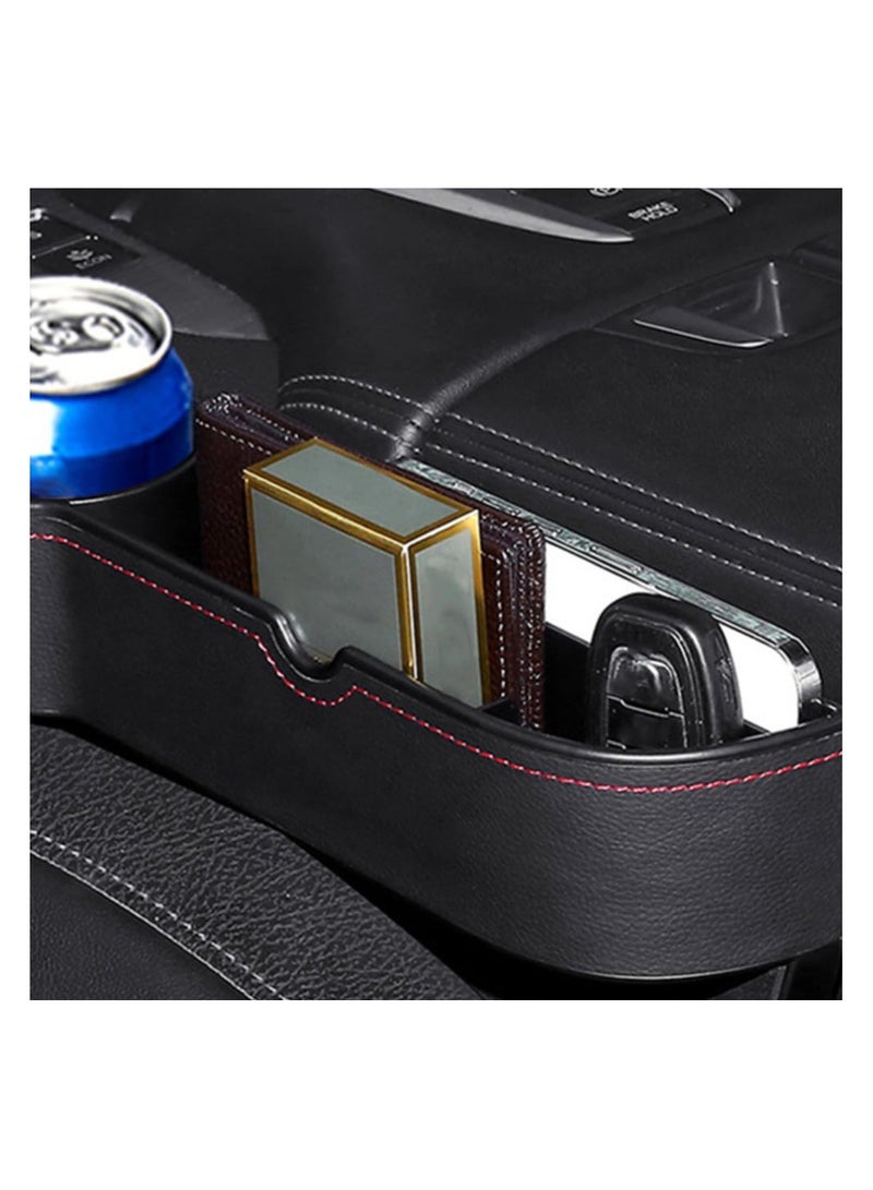 Chabeia 1Pair Leather Car Seat Gap Filler Organizer, Automotive Front Seat Storage with Cup Holder, Auto Console Side Extra Storage Box, Seat Side Storage for Both Driver and Passanger Side - Image 5