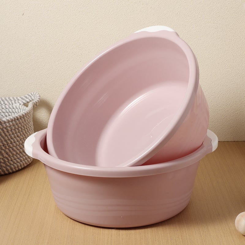 🚽 حوض غسيل بلاستيكي متوسط الحجم للمنزل والحمام وردي - Image 3