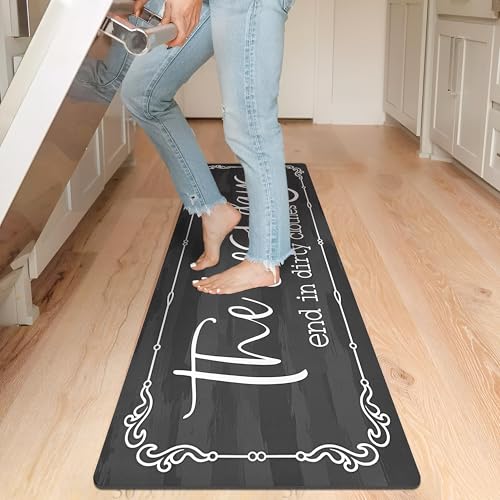 KOZYFLY Laundry Room Rug Runner 20x60 Non Slip Kitchen Rugs Washable Laundry Room Mat Waterproof Mudroom Floor Carpet Runner Farmhouse Decor 17x5ft Dark Grey The Best Days - Image 3