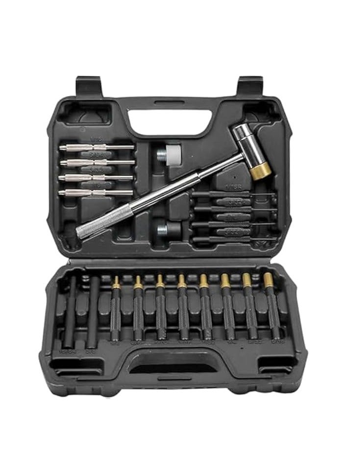 PROMASS 21PCS Punch Tool Set Double Sided Copper Hammer Punching Set Mechanical Maintenance Tools Chisel Pin Puncher Set  - Image 1