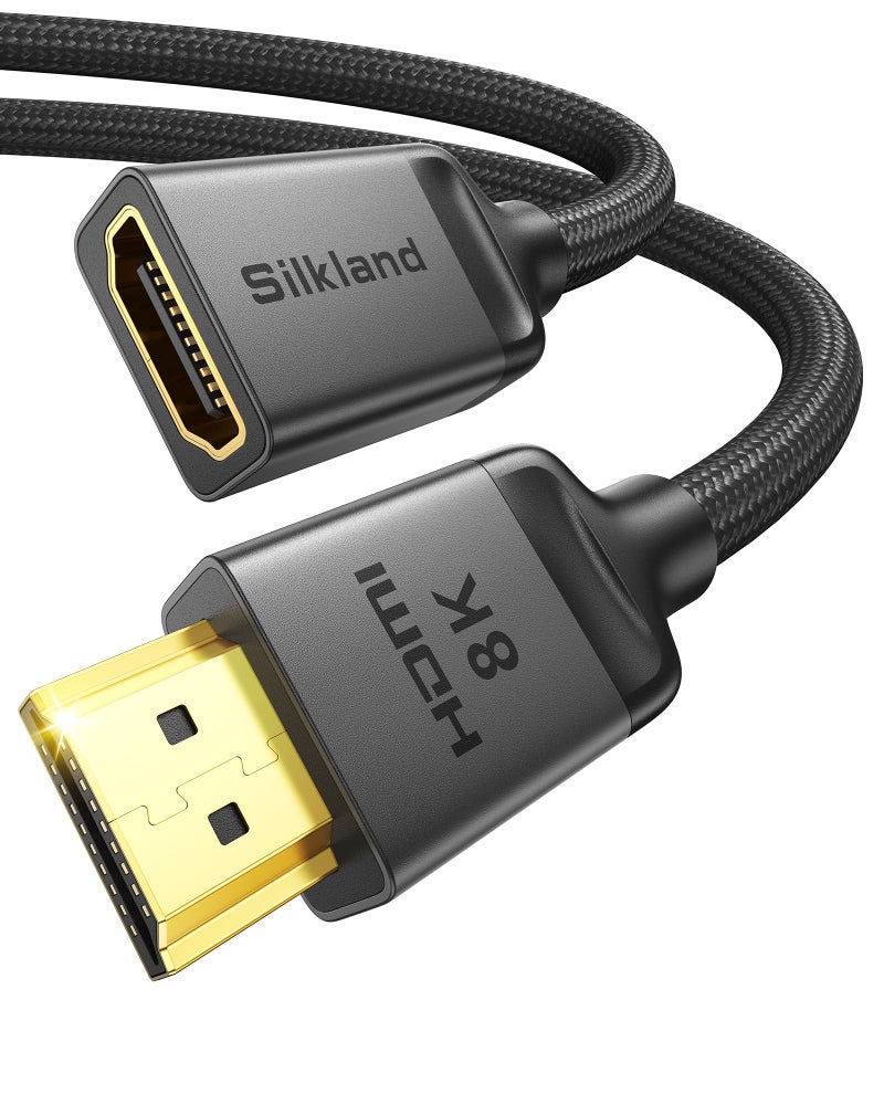 Silkland 8K HDMI Extension Cable 6.6FT/2M HDMI Extender 2.1, 8K@60hz 4K@120hz HDMI Male to Female Adapter,Ultra High Speed 48Gbps HDMI Cord Compatible with Fire Stick Roku TV Blu-Ray Laptop PS5/4 - Image 1