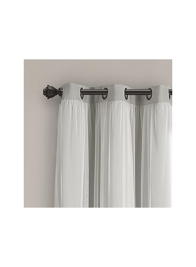 The Bros Sheer Grommet Curtains Panel with Insulated Blackout Lining, Room Darkening Window Curtain Set (Pair), 38"W x 63"L, Light Gray - Image 5