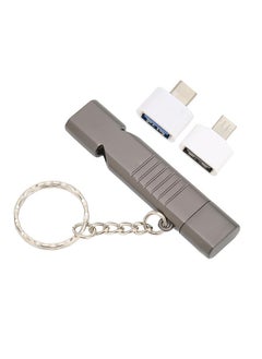 Thoraya Whistle USB flash drive sos outdoor waterproof whistle USB flash drive USB3.0 flash memory stick high speed flash drive flash drive thumb drive zinc alloy with keychain 32GB silver  - Image 1