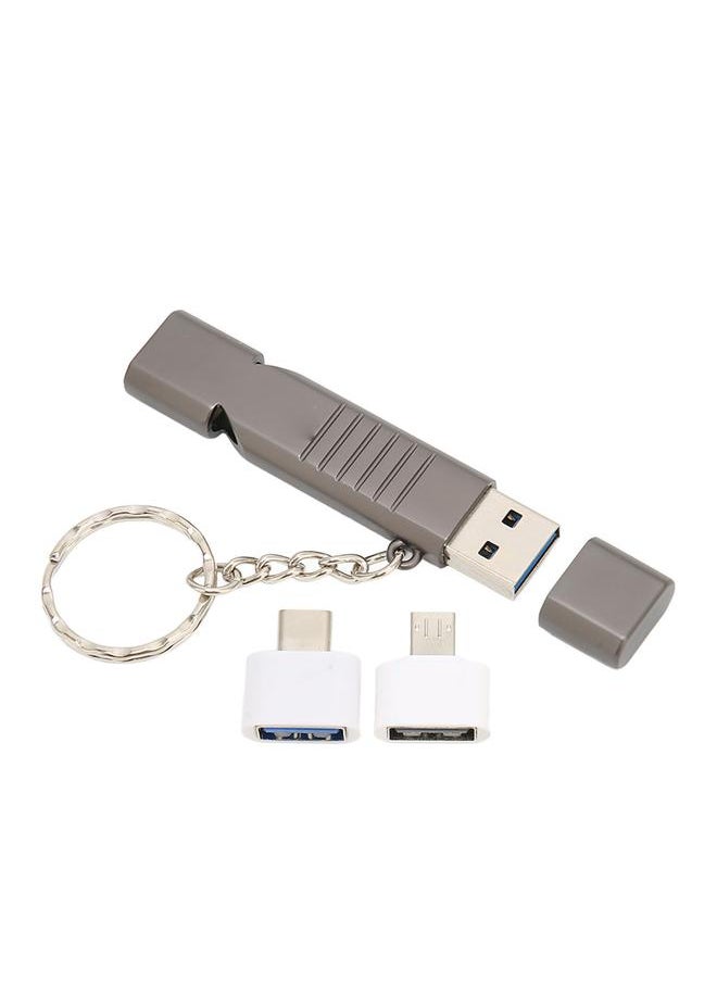 Thoraya - Whistle USB flash drive sos outdoor waterproof whistle USB flash drive USB3.0 flash memory stick high speed flash drive flash drive thumb drive zinc alloy with keychain 64GB black - Image 1