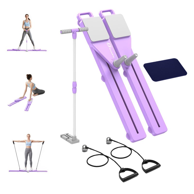 SolidFit Pliates Board with Handrail & Resistance Bands - 6-in-1 Multifunctional Anti-Slip Silent Pilates Reformer for Home Workout Portable Pilates Machine for Full Body Workout Indoor & Outdoor - Image 1
