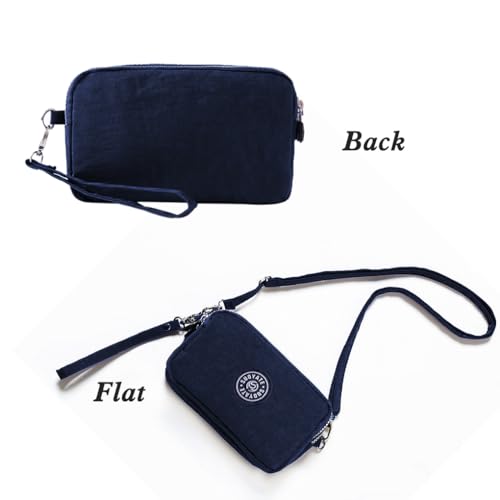 Valexbia Small Women Crossbody Phone Bag Lightweight Crossbody Shoulder Bag 3 Layers Phone Pouch Bags with Detachable Adjustable Wide Strap Waterproof Sling Handbags for Ladies(Blue) - Image 3