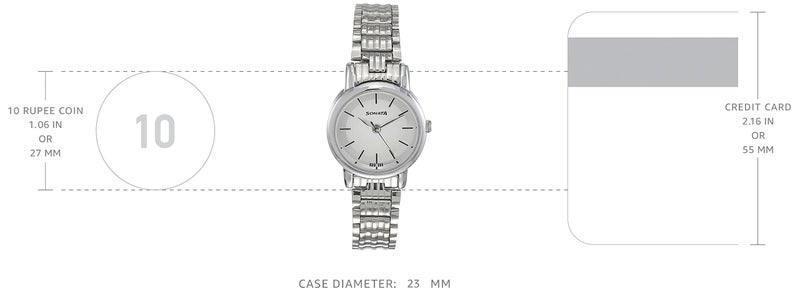 Sonata Quartz Analog White Dial Silver Stainless Steel Strap Watch For Women - NT8976SM01W - Image 3