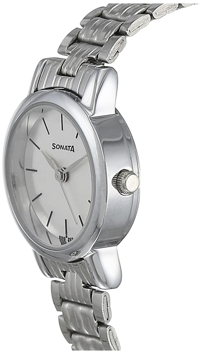 Sonata Quartz Analog White Dial Silver Stainless Steel Strap Watch For Women - NT8976SM01W - Image 2