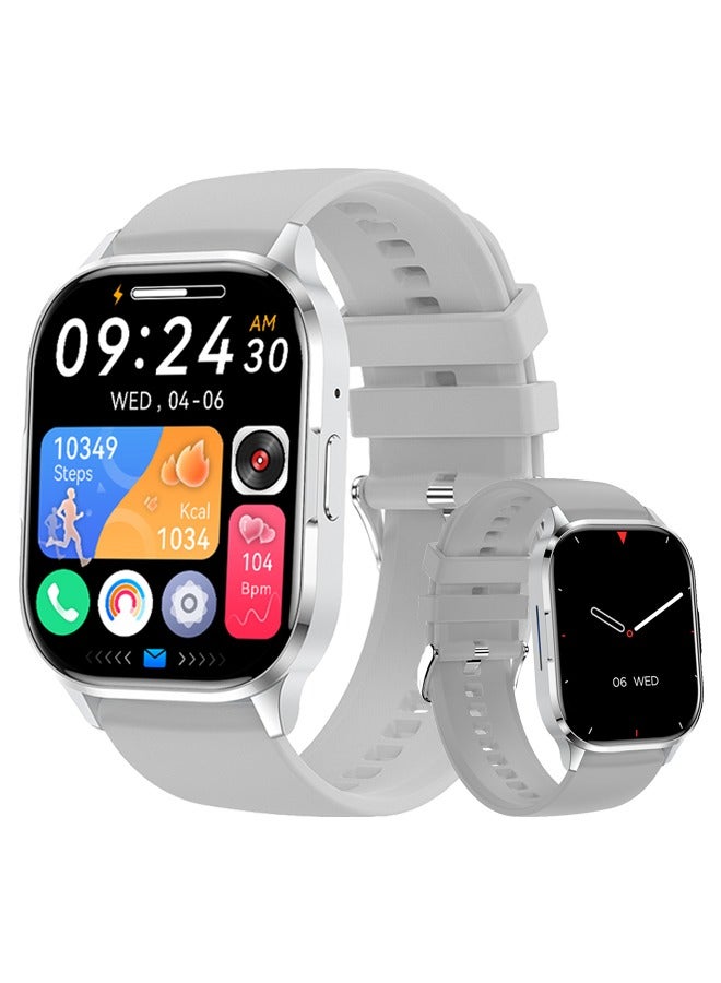 RollsTimi  Men's Smart Watch Women 2.01" AMOLED Waterproof Smartwatch,Fitness Tracker with Heart Rate Blood Pressure Sleep Monitor Activity Tracker for Android and iPhone - Silver - Image 1