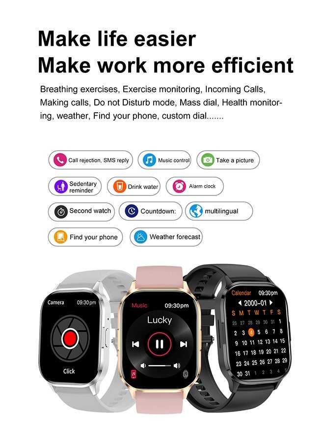 RollsTimi  Men's Smart Watch Women 2.01" AMOLED Waterproof Smartwatch,Fitness Tracker with Heart Rate Blood Pressure Sleep Monitor Activity Tracker for Android and iPhone - Silver - Image 5