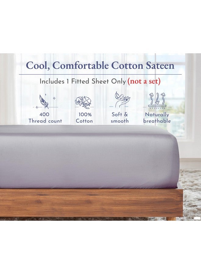California Design Den California Design Den Queen Fitted Sheet Deep Pocket, Soft 400 Thread Count 100% Cotton Sateen, Deep Pocket, No Pop-Off Elastic, Durable Fitted Sheet Only (Queen, Dusky Lavender Gray) - Image 4
