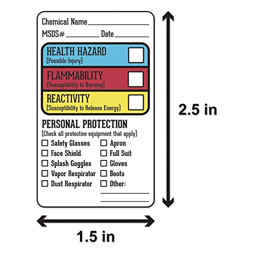 OfficeSmartLabels SDS Stickers/MSDS Stickers (1.5 x 2.5 inch, 300 Labels) Right to Know Labels for Chemical Safety - HMIG Chemical Identifying and Write-in, Strong Self-Adhesive - Image 2