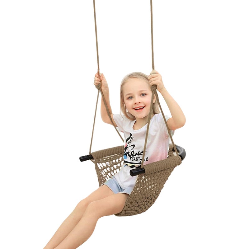 JKsmart 2 Pack Kids Swing Seat Heavy Duty Rope Play Secure Children Swings Set Toddler Swing Chair for OutdoorIndoorPlaygroundHomeTree with Snap Hooks and Straps440 lbs Capacity Brown - Image 2