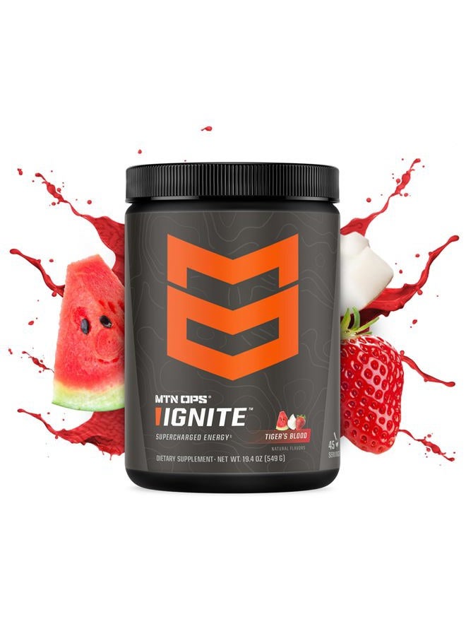MTN OPS Ignite Supercharged Energy Drink Mix 45-Serving Tub, Tiger's Blood - Image 2