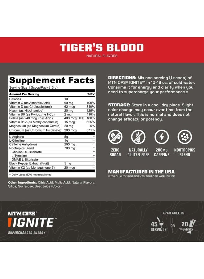 MTN OPS Ignite Supercharged Energy Drink Mix 45-Serving Tub, Tiger's Blood - Image 3