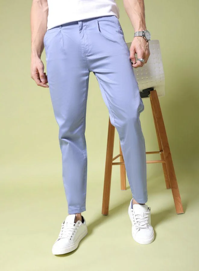 ذا انديان كراج كو Men Slim Fit Solid Mid-Rise Stretchable Chinos