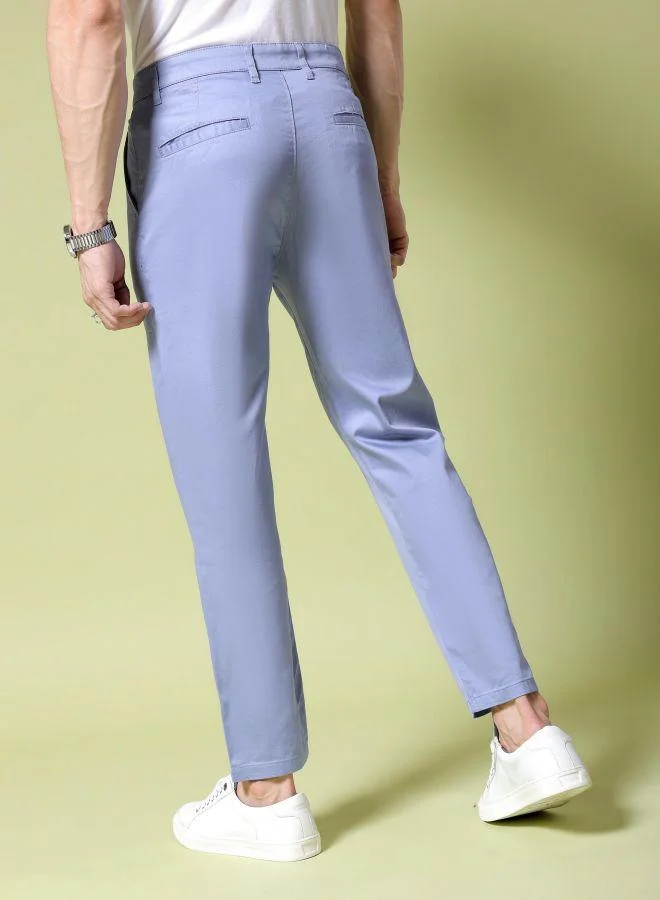 ذا انديان كراج كو Men Slim Fit Solid Mid-Rise Stretchable Chinos