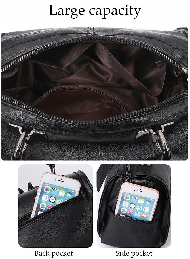 Fashion Design Women Vintage Handbag Leather Shoulder Bag Women Crossbody Bag with Detachable Shoulder Strap Women Bag (Gray)  - Image 2
