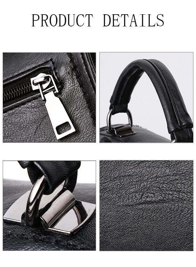 Fashion Design Women Vintage Handbag Leather Shoulder Bag Women Crossbody Bag with Detachable Shoulder Strap Women Bag (Gray)  - Image 3