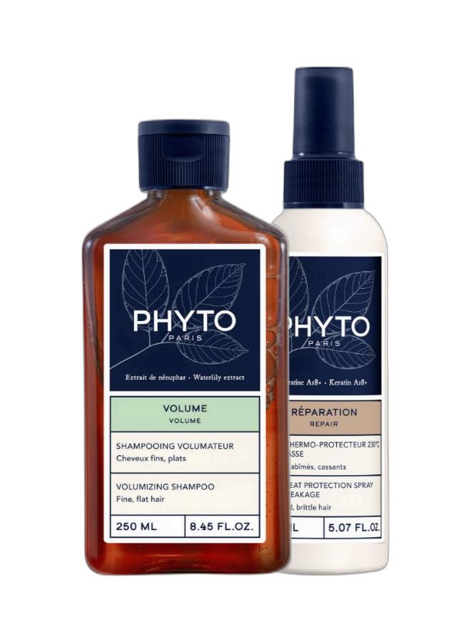 Phyto Volume Volumizing Shampoo 250Ml & Repair Heat Protecting Spray 150Ml Bundle - Image 1