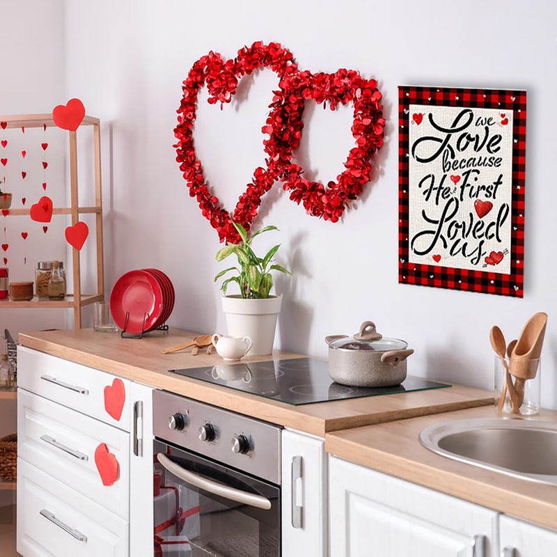 weizedm Valentines Day Garden Flag 12x18 Inch Happy Valentine's Day Heart Garden Flag Valentine's Day House Party Decorations Garden Flags Valentineâ€™s Day Flag for House Yard Outdoor Decor - Image 5